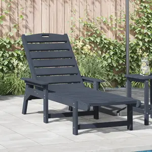 vidaXL Chaise longue bleu marine 53x162x98.5 cm HDPE pas cher