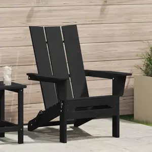 vidaXL Chaise Adirondack pliante Noire 74,5x80,5x90 cm HDPE pas cher