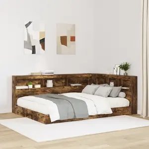vidaXL Tête de lit de rangement Chêne fumé 150 cm Bois d'ingénierie pas cher