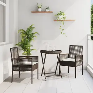 vidaXL - Tuin - Bistro - Set - 3 - pcs - Bruin - poly - rattan pas cher
