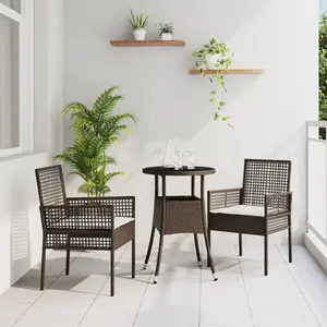 Comparateur de prix : vidaXL Vidaxl Ensemble De Salle À Manger De Jardin 3 Pièces Marron Poly Rattan