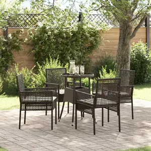 vidaXL Ensemble de salle à manger pour jardin 5 pcs Marron polyrotin pas cher