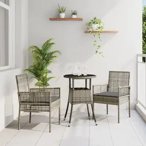 Comparateur de prix : vidaXL Vidaxl Ensemble De Salle À Manger 3 Pièces Gris Poly Rattan