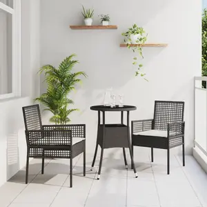 vidaXL Ensemble de Salle à Manger de Jardin 3 Pièces Noir Poly Rotin pas cher