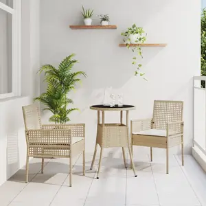 vidaXL Vidaxl Ensemble De Dîner De Jardin De 3 Pièces En Rotin Beige pas cher