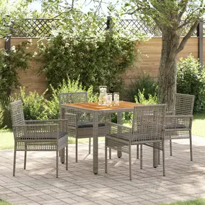 vidaXL Ensemble de salle à manger pour jardin 5 pcs Gris polyrotin pas cher