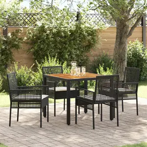 vidaXL Ensemble de salle à manger pour jardin 5 pcs Noir polyrotin pas cher