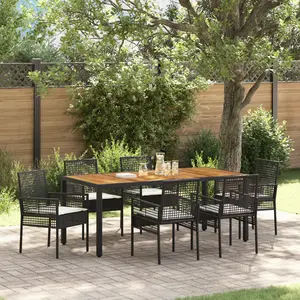 vidaXL Ensemble de salle à manger pour jardin 7 pcs Noir polyrotin pas cher