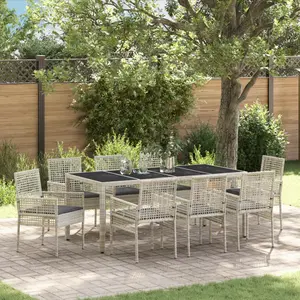 Comparateur de prix : vidaXL Ensemble De Salle À Manger De Jardin 9 Pièces Vidaxl En Poly Rattan Gris Clair