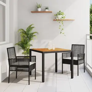 vidaXL Ensemble De Salle À Manger Vidaxl 3 Pièces Noir Bois Durable pas cher