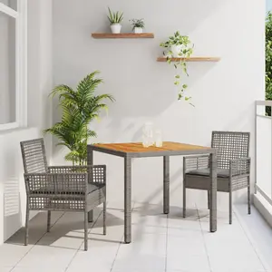 vidaXL Ensemble de salle à manger pour jardin 3 pcs Gris polyrotin pas cher