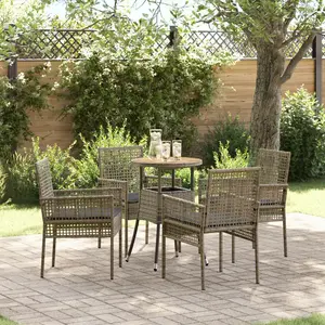 vidaXL Ensemble de salle à manger pour jardin 5 pcs Gris polyrotin pas cher