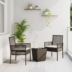 VIDAXL Set De Bistro De Jardin 3 Pièces Avec Coussins En Poly Rattan Marron pas cher