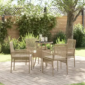 vidaXL Ensemble de salle à manger pour jardin 5 pcs Beige polyrotin pas cher
