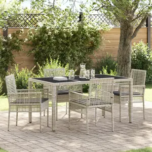 vidaXL - Tuin - Eettafel - Set - 5 - pcs - Lichtgrijs - poly - rattan pas cher