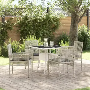 vidaXL - Tuin - Eettafel - Set - 5 - pcs - Lichtgrijs - poly - rattan