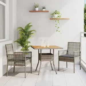 vidaXL Ensemble de salle à manger pour jardin 3 pcs Gris polyrotin pas cher