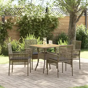 vidaXL Ensemble de salle à manger pour jardin 5 pcs Gris polyrotin pas cher