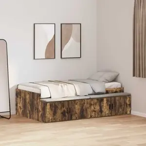 vidaXL Vidaxl Cadre De Lit De Rangement Chêne Fumé 80x200 Cm pas cher