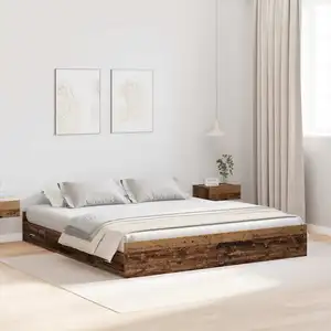 vidaXL Cadre de lit avec rangement Bois ancien 180 x 200 cm pas cher