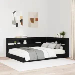 vidaXL Tête de lit de rangement Chêne noir 135 cm Bois d'ingénierie pas cher