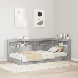 vidaXL Tête de lit de rangement Gris béton 90 cm Bois d'ingénierie pas cher
