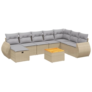 Comparateur de prix : vidaXL Salon de jardin avec coussins 9 pcs beige résine tressée