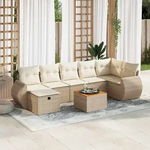 vidaXL Salon de jardin avec coussins 8 pcs beige résine tressée pas cher