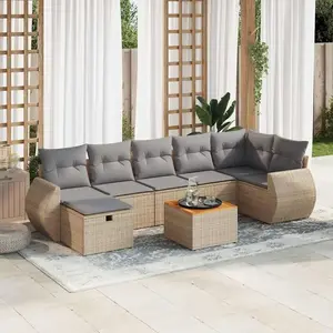 vidaXL Salon de jardin avec coussins 8 pcs beige résine tressée pas cher