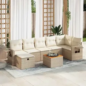 vidaXL Salon de jardin avec coussins 8 pcs beige résine tressée pas cher
