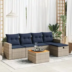 vidaXL Vidaxl Salon De Jardin 6 Pcs Avec Coussins Gris Résine Tressée pas cher