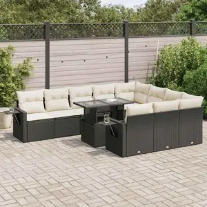 vidaXL - 11-delige - Loungeset - met - kussens - poly - rattan - zwart pas cher