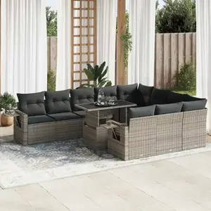 vidaXL - 11-delige - Loungeset - met - kussens - poly - rattan - grijs pas cher