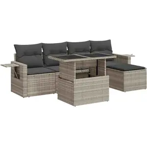 vidaXL Salon de jardin 6 pcs avec coussins gris clair résine tressée pas cher