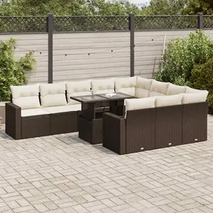 vidaXL - 11-delige - Loungeset - met - kussens - poly - rattan - bruin pas cher