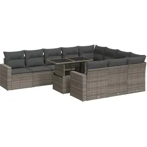 vidaXL - 11-delige - Loungeset - met - kussens - poly - rattan - grijs pas cher