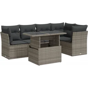 vidaXL Salon de jardin 6 pcs avec coussins gris résine tressée pas cher