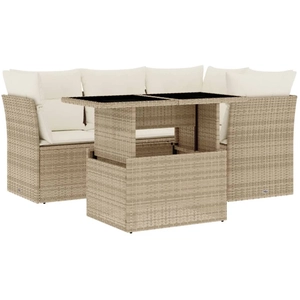 vidaXL Salon de jardin avec coussins 5 pcs beige résine tressée pas cher