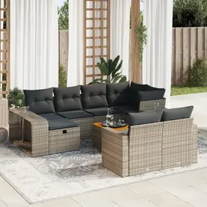 vidaXL - 11-delige - Loungeset - met - kussens - poly - rattan - grijs pas cher