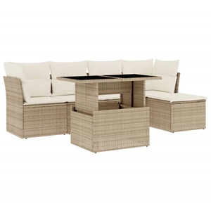 vidaXL Salon de jardin avec coussins 6 pcs beige résine tressée pas cher