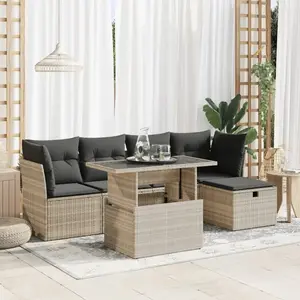 vidaXL Salon de jardin 6 pcs avec coussins gris clair résine tressée pas cher