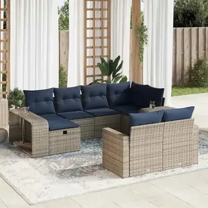 vidaXL Vidaxl Salon De Jardin Avec Coussins 10 Pcs Gris Résine Tressée pas cher