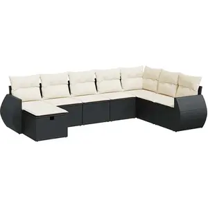 vidaXL Salon de jardin 8 pcs avec coussins noir résine tressée pas cher