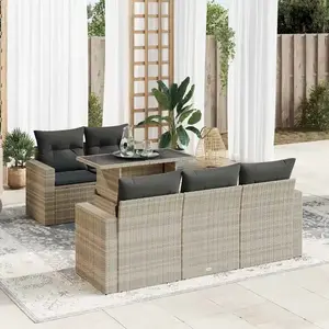 vidaXL Salon de jardin 6 pcs avec coussins gris clair résine tressée pas cher