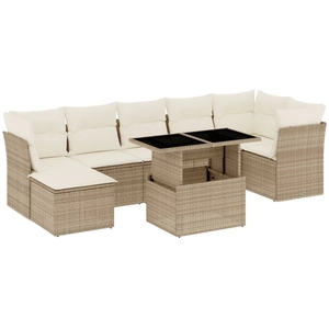 vidaXL Salon de jardin avec coussins 8 pcs beige résine tressée pas cher