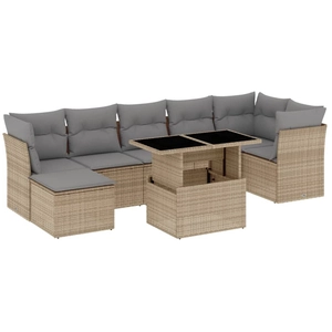 vidaXL Salon de jardin avec coussins 8 pcs beige résine tressée pas cher