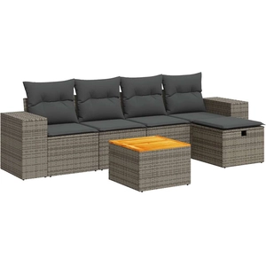 vidaXL Salon de jardin 6 pcs avec coussins gris résine tressée pas cher