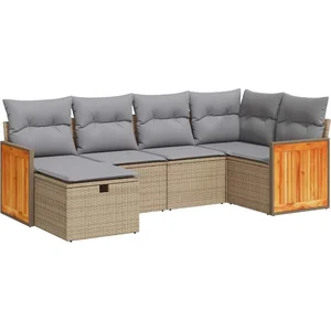vidaXL Salon de jardin avec coussins 6 pcs beige résine tressée pas cher