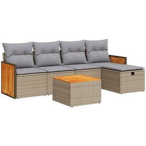 vidaXL Salon de jardin avec coussins 5 pcs beige résine tressée pas cher