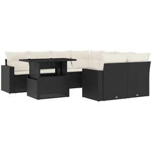 vidaXL Salon de jardin 9 pcs avec coussins noir résine tressée pas cher